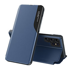 Coque Portefeuille Livre Cuir Etui Clapet L03 pour Samsung Galaxy S22 Ultra 5G Bleu