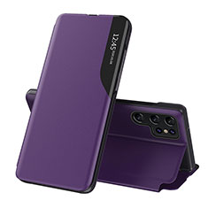 Coque Portefeuille Livre Cuir Etui Clapet L03 pour Samsung Galaxy S22 Ultra 5G Violet