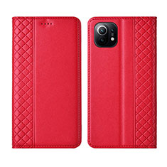 Coque Portefeuille Livre Cuir Etui Clapet L03 pour Xiaomi Mi 11 5G Rouge