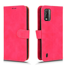 Coque Portefeuille Livre Cuir Etui Clapet L03Z pour Nokia C210 Rose Rouge