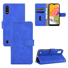Coque Portefeuille Livre Cuir Etui Clapet L03Z pour Samsung Galaxy A01 SM-A015 Bleu
