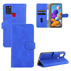 Coque Portefeuille Livre Cuir Etui Clapet L03Z pour Samsung Galaxy A21s Bleu