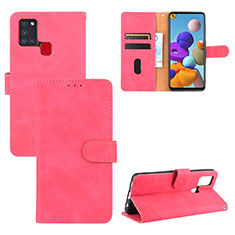 Coque Portefeuille Livre Cuir Etui Clapet L03Z pour Samsung Galaxy A21s Rose Rouge