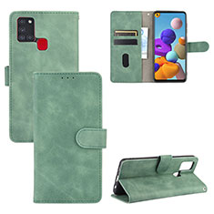 Coque Portefeuille Livre Cuir Etui Clapet L03Z pour Samsung Galaxy A21s Vert