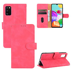 Coque Portefeuille Livre Cuir Etui Clapet L03Z pour Samsung Galaxy A41 Rose Rouge