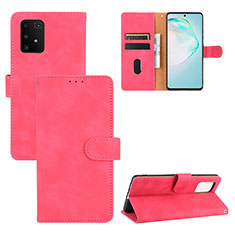 Coque Portefeuille Livre Cuir Etui Clapet L03Z pour Samsung Galaxy A91 Rose Rouge