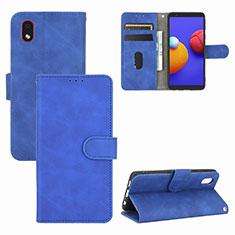 Coque Portefeuille Livre Cuir Etui Clapet L03Z pour Samsung Galaxy M01 Core Bleu