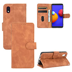 Coque Portefeuille Livre Cuir Etui Clapet L03Z pour Samsung Galaxy M01 Core Marron