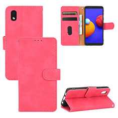 Coque Portefeuille Livre Cuir Etui Clapet L03Z pour Samsung Galaxy M01 Core Rose Rouge