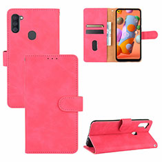 Coque Portefeuille Livre Cuir Etui Clapet L03Z pour Samsung Galaxy M11 Rose Rouge