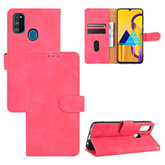 Coque Portefeuille Livre Cuir Etui Clapet L03Z pour Samsung Galaxy M21 Rose Rouge