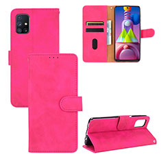Coque Portefeuille Livre Cuir Etui Clapet L03Z pour Samsung Galaxy M51 Rose Rouge