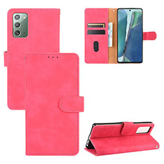 Coque Portefeuille Livre Cuir Etui Clapet L03Z pour Samsung Galaxy Note 20 5G Rose Rouge