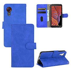 Coque Portefeuille Livre Cuir Etui Clapet L03Z pour Samsung Galaxy XCover 5 SM-G525F Bleu