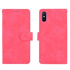 Coque Portefeuille Livre Cuir Etui Clapet L03Z pour Xiaomi Redmi 9A Rose Rouge