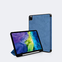 Coque Portefeuille Livre Cuir Etui Clapet L04 pour Apple iPad Pro 12.9 (2021) Bleu