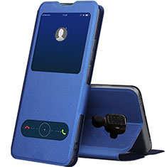 Coque Portefeuille Livre Cuir Etui Clapet L04 pour Huawei Mate 30 Lite Bleu