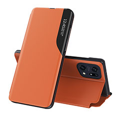 Coque Portefeuille Livre Cuir Etui Clapet L04 pour Oppo Find X5 5G Orange