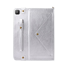 Coque Portefeuille Livre Cuir Etui Clapet L04 pour Samsung Galaxy Tab S6 Lite 4G 10.4 SM-P615 Argent