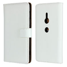 Coque Portefeuille Livre Cuir Etui Clapet L04 pour Sony Xperia XZ2 Blanc