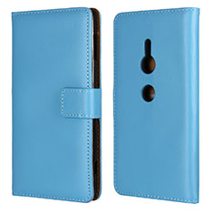 Coque Portefeuille Livre Cuir Etui Clapet L04 pour Sony Xperia XZ2 Bleu Ciel