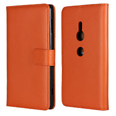 Coque Portefeuille Livre Cuir Etui Clapet L04 pour Sony Xperia XZ2 Orange