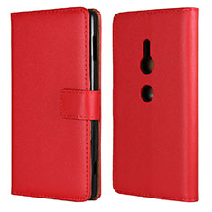 Coque Portefeuille Livre Cuir Etui Clapet L04 pour Sony Xperia XZ2 Rouge