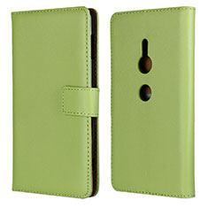 Coque Portefeuille Livre Cuir Etui Clapet L04 pour Sony Xperia XZ2 Vert
