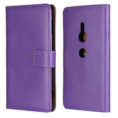Coque Portefeuille Livre Cuir Etui Clapet L04 pour Sony Xperia XZ2 Violet
