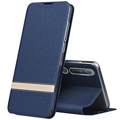 Coque Portefeuille Livre Cuir Etui Clapet L04 pour Xiaomi Mi 10 Bleu