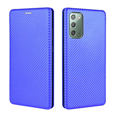 Coque Portefeuille Livre Cuir Etui Clapet L04Z pour Samsung Galaxy Note 20 5G Bleu