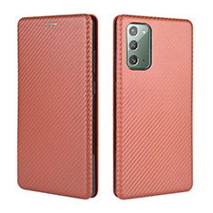 Coque Portefeuille Livre Cuir Etui Clapet L04Z pour Samsung Galaxy Note 20 5G Marron