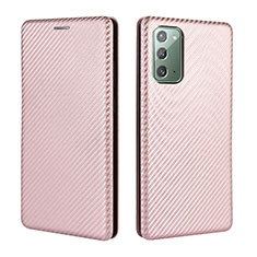 Coque Portefeuille Livre Cuir Etui Clapet L04Z pour Samsung Galaxy Note 20 5G Or Rose