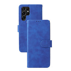 Coque Portefeuille Livre Cuir Etui Clapet L04Z pour Samsung Galaxy S24 Ultra 5G Bleu