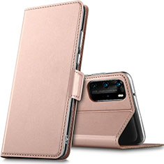 Coque Portefeuille Livre Cuir Etui Clapet L05 pour Huawei P40 Pro Or Rose