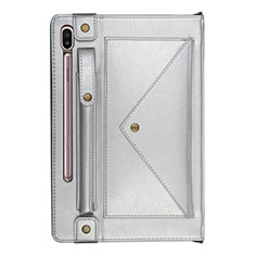 Coque Portefeuille Livre Cuir Etui Clapet L05 pour Samsung Galaxy Tab S6 10.5 SM-T860 Argent