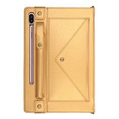 Coque Portefeuille Livre Cuir Etui Clapet L05 pour Samsung Galaxy Tab S6 10.5 SM-T860 Or