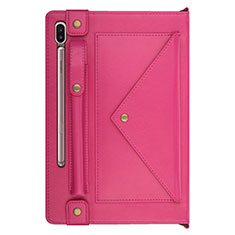 Coque Portefeuille Livre Cuir Etui Clapet L05 pour Samsung Galaxy Tab S6 10.5 SM-T860 Rose Rouge