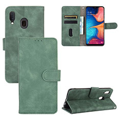 Coque Portefeuille Livre Cuir Etui Clapet L05Z pour Samsung Galaxy A20 Vert