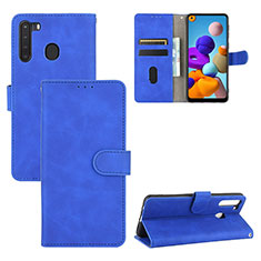 Coque Portefeuille Livre Cuir Etui Clapet L05Z pour Samsung Galaxy A21 Bleu
