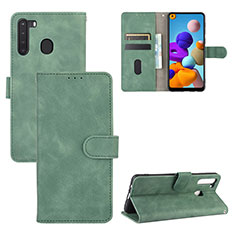 Coque Portefeuille Livre Cuir Etui Clapet L05Z pour Samsung Galaxy A21 Vert