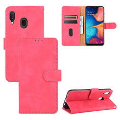 Coque Portefeuille Livre Cuir Etui Clapet L05Z pour Samsung Galaxy A30 Rose Rouge