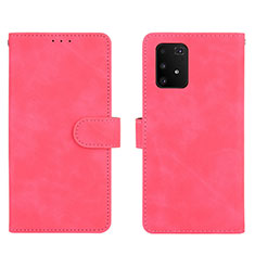 Coque Portefeuille Livre Cuir Etui Clapet L05Z pour Samsung Galaxy A91 Rose Rouge