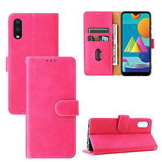 Coque Portefeuille Livre Cuir Etui Clapet L05Z pour Samsung Galaxy M02 Rose Rouge