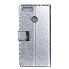 Coque Portefeuille Livre Cuir Etui Clapet L06 pour Asus Zenfone Max Plus M1 ZB570TL Argent