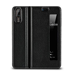 Coque Portefeuille Livre Cuir Etui Clapet L06 pour Huawei P20 Noir