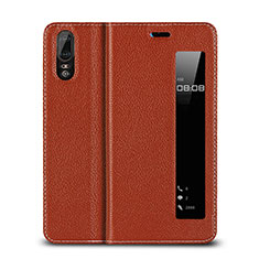 Coque Portefeuille Livre Cuir Etui Clapet L06 pour Huawei P20 Orange