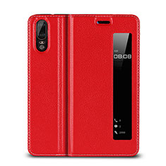 Coque Portefeuille Livre Cuir Etui Clapet L06 pour Huawei P20 Rouge
