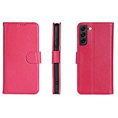 Coque Portefeuille Livre Cuir Etui Clapet L06 pour Samsung Galaxy S21 5G Rose Rouge