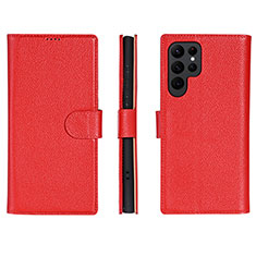 Coque Portefeuille Livre Cuir Etui Clapet L06 pour Samsung Galaxy S22 Ultra 5G Rouge